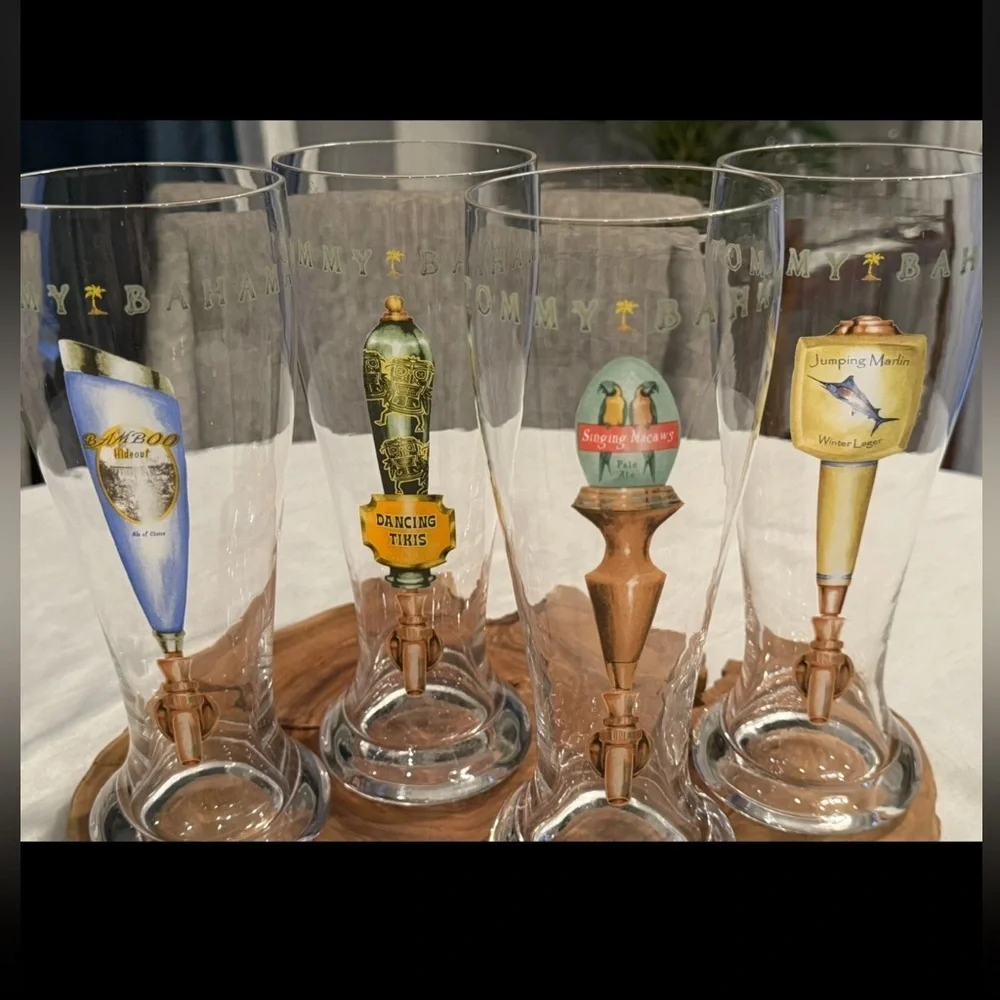Tommy Bahama Colorful Beer Tap Handle Glass Set
